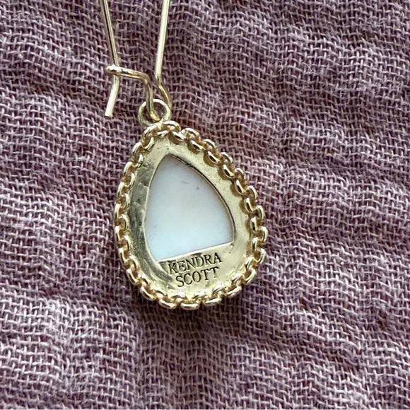 Kendra Scott Gold and Cream Teardrop Earrings - Picture 5 of 5